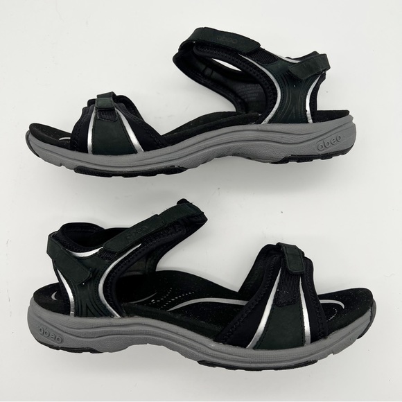 Abeo BIO System Goleta Black Leather Comfort Walking Active Sandals Women’s 8.5 - Picture 3 of 11